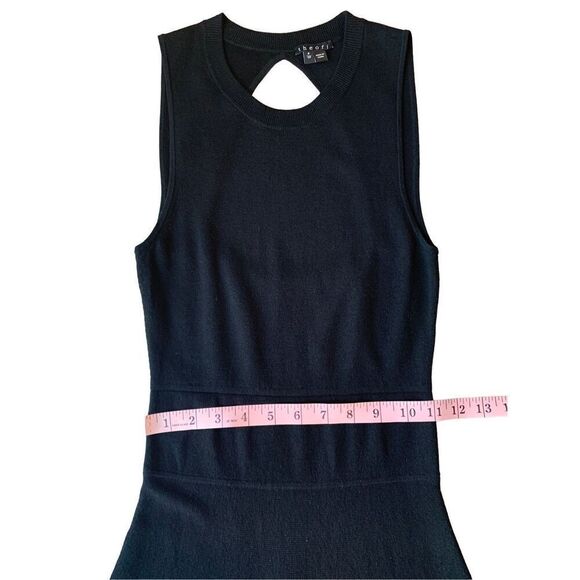 Theory Prosecco Maysen Knit A-Line Back Cutout Black Mini Dress - Picture 10 of 13